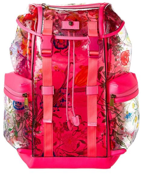 gucci flora print vinyl medium backpack|gucci drawstring backpacks.